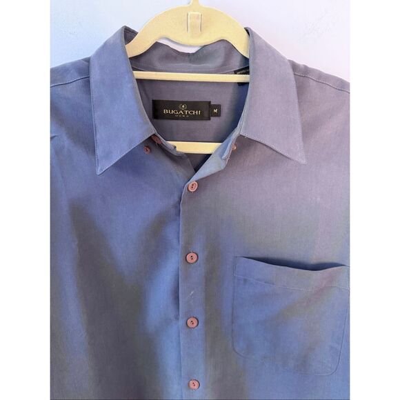 Bugatchi Uomo Men’s Long Sleeve Microfibre Casual Shirt Size Medium Slate Blue - Picture 2 of 6